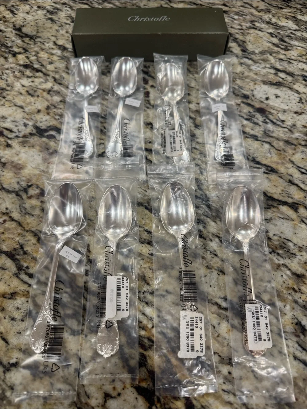NIB! Christofle Silver-Plated ‘Marly’ Coffee Spoons - Set of 8